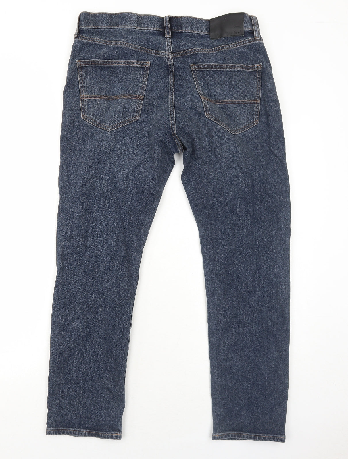 Marks and Spencer Mens Blue Cotton Straight Jeans Size 34 in L29 in Regular Zip