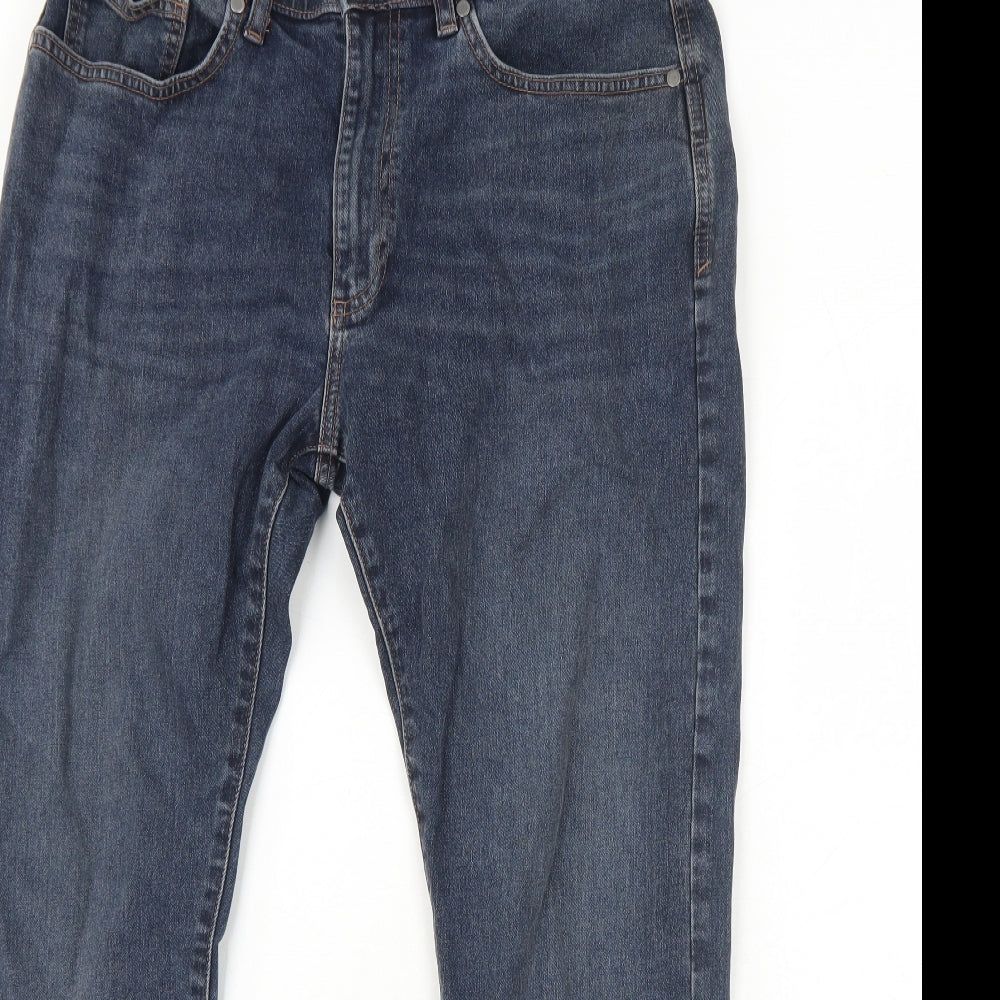 Marks and Spencer Mens Blue Cotton Straight Jeans Size 34 in L29 in Regular Zip
