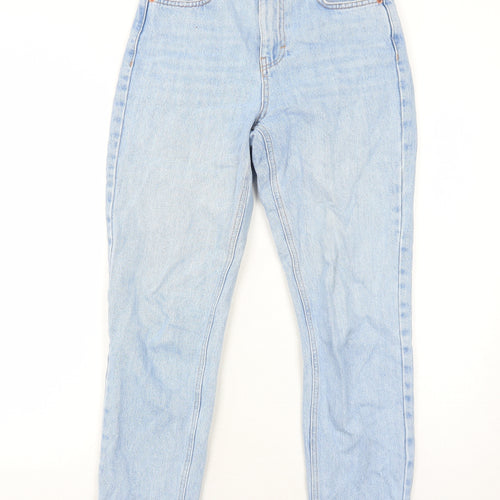Topshop Womens Blue Cotton Straight Jeans Size 6 L30 in Regular Zip