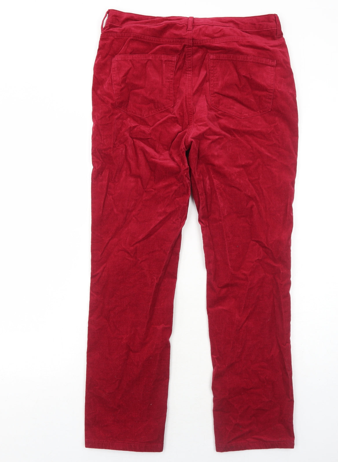 Marks and Spencer Womens Red Cotton Trousers Size 12 Regular Zip