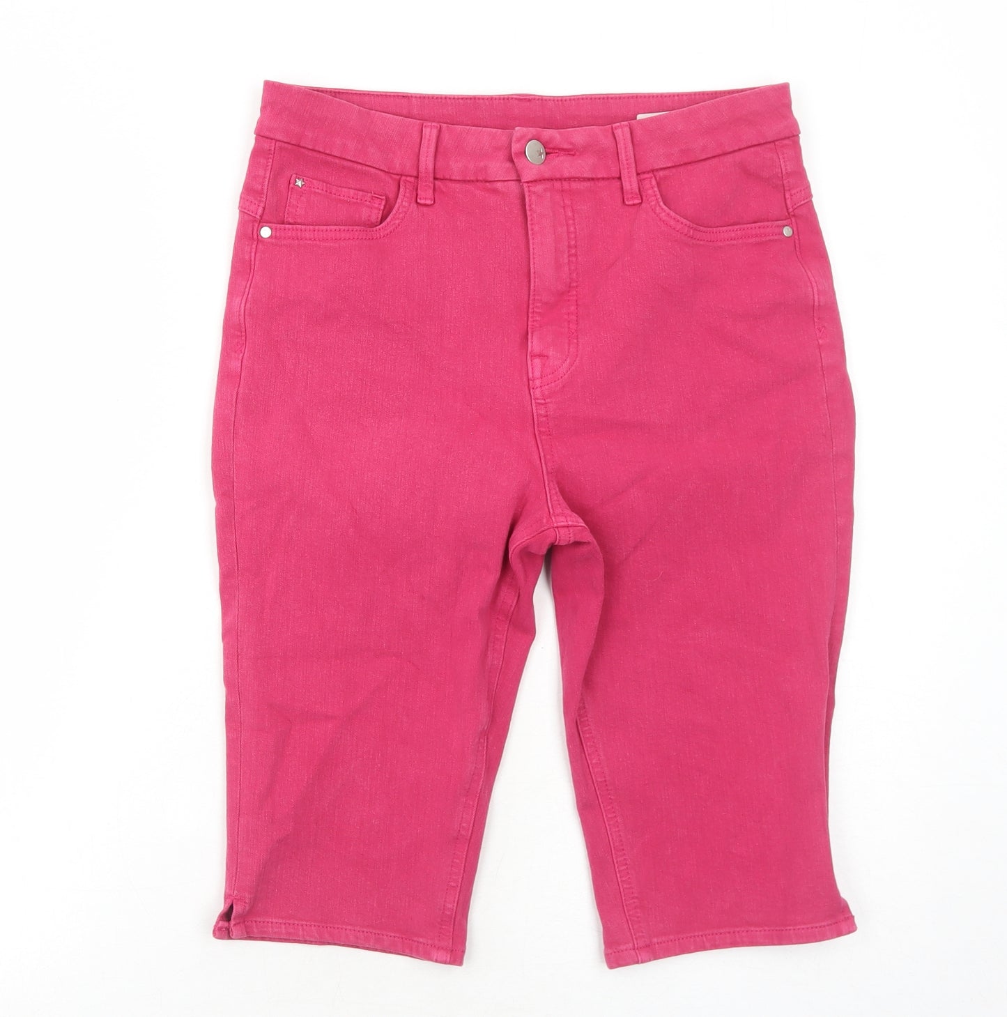Marks and Spencer Womens Pink Cotton Skimmer Shorts Size 12 Regular Zip