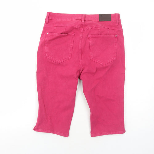 Marks and Spencer Womens Pink Cotton Skimmer Shorts Size 12 Regular Zip