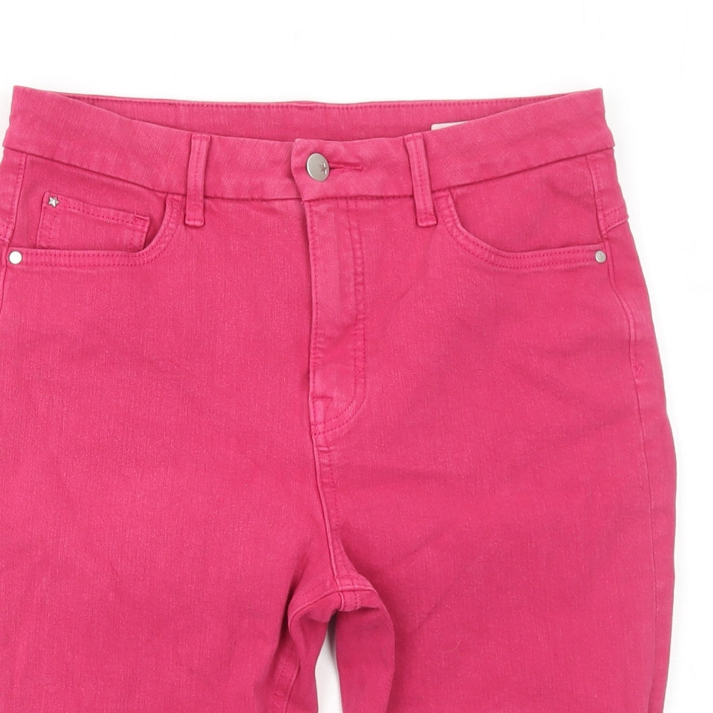 Marks and Spencer Womens Pink Cotton Skimmer Shorts Size 12 Regular Zip