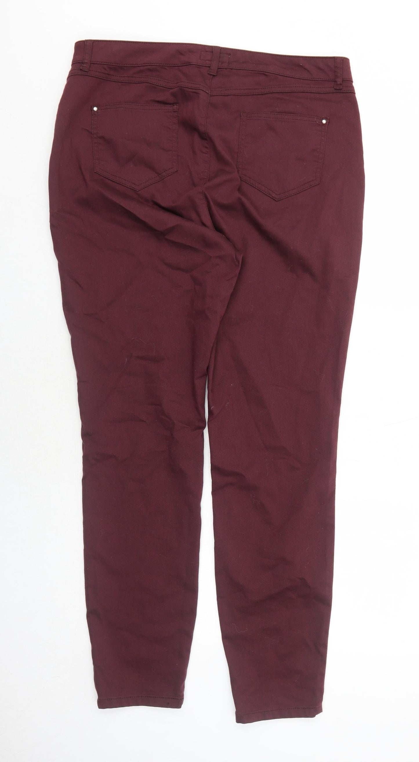 Monsoon Womens Red Cotton Skinny Jeans Size 18 Regular Zip