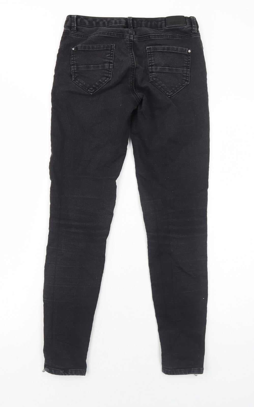 Zara Womens Black Cotton Skinny Jeans Size 8 Regular Zip