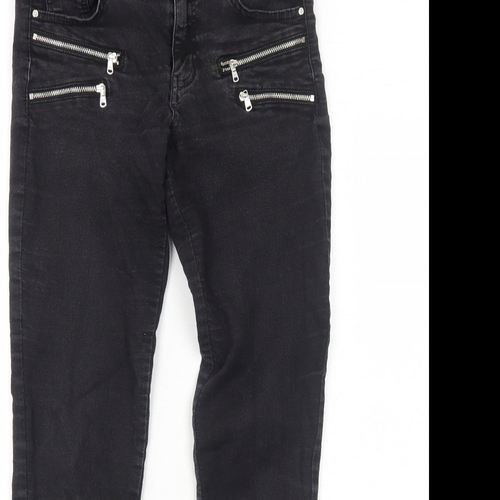Zara Womens Black Cotton Skinny Jeans Size 8 Regular Zip