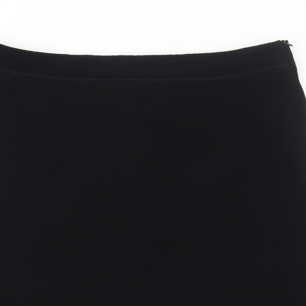 Marks and Spencer Womens Black Polyester Swing Skirt Size 16 Zip