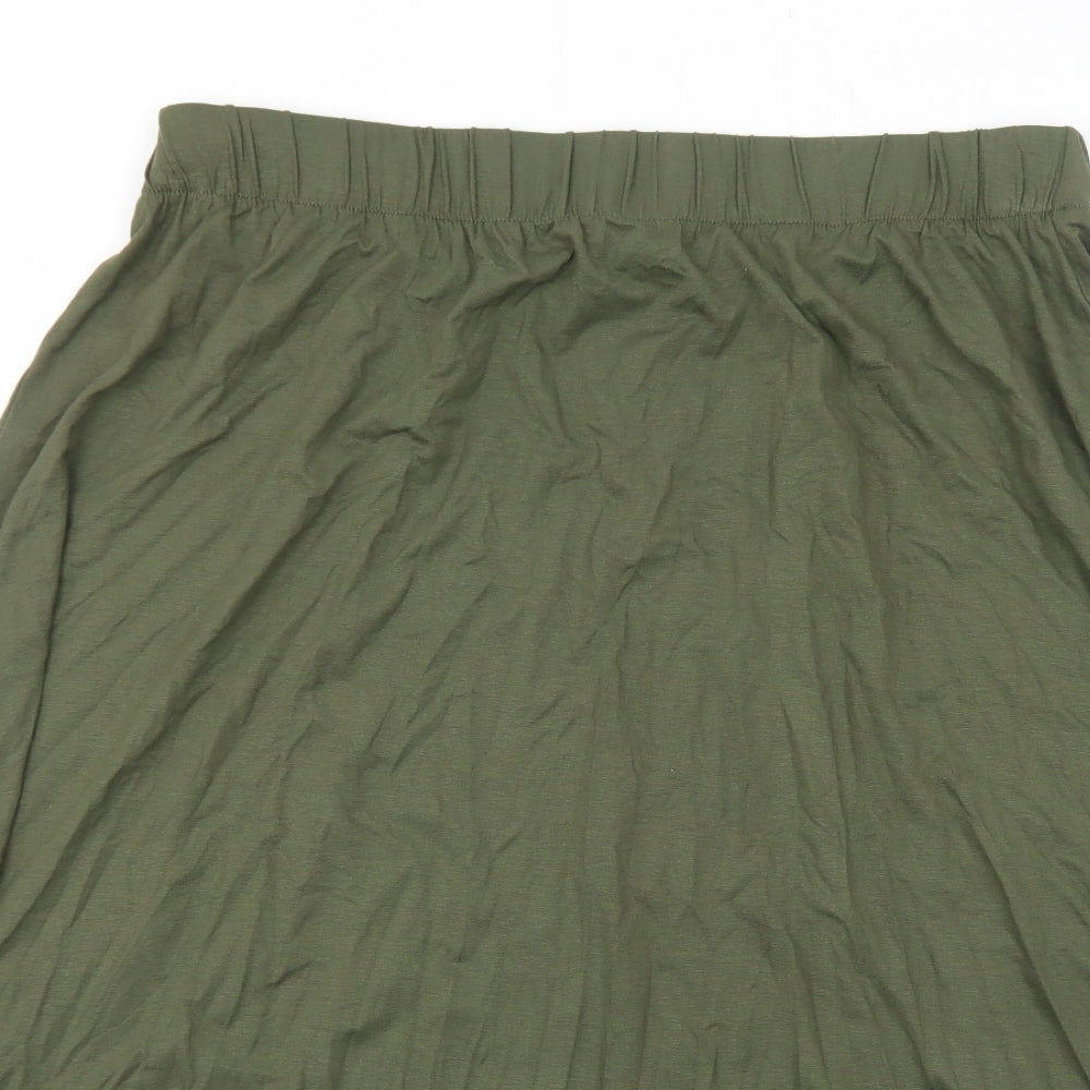 Marks and Spencer Womens Green Viscose Swing Skirt Size 16