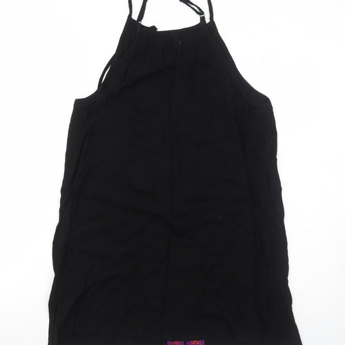 Kiss the Sky Womens Black Geometric Polyester Tank Dress Size XS V-Neck Pullover