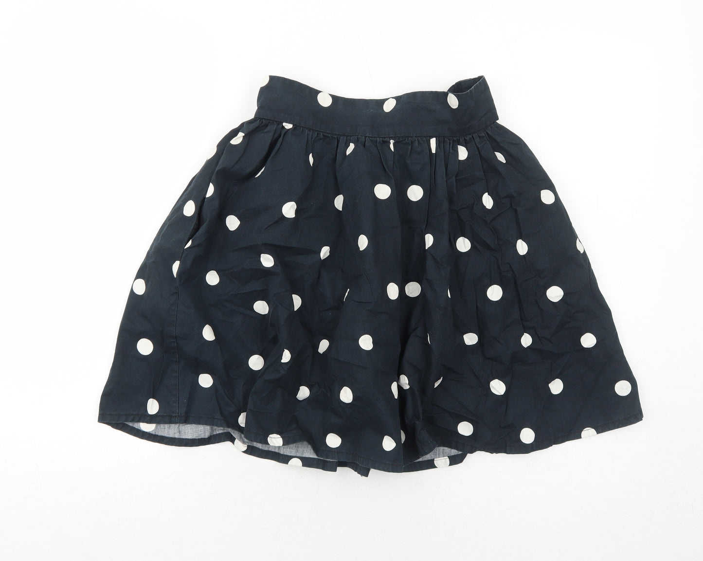 H&M Womens Black Polka Dot Cotton Skater Skirt Size 6 Zip