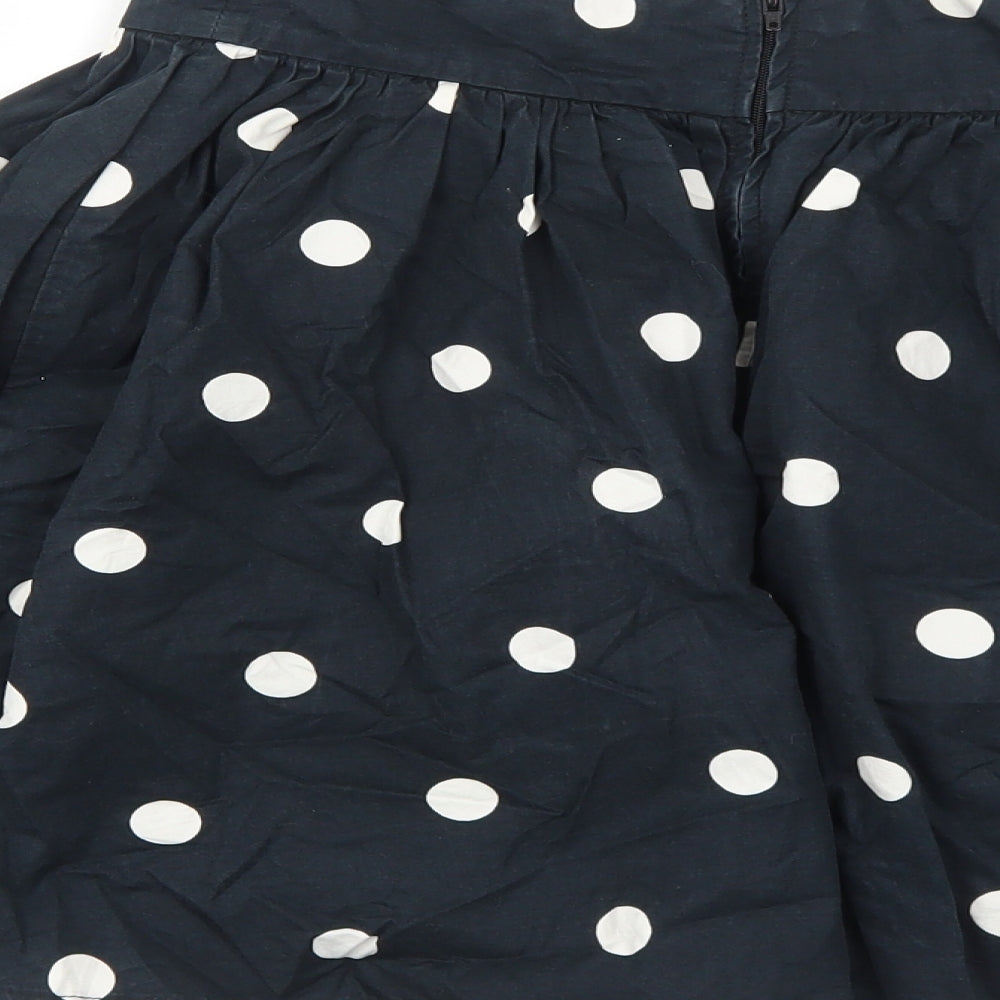 H&M Womens Black Polka Dot Cotton Skater Skirt Size 6 Zip