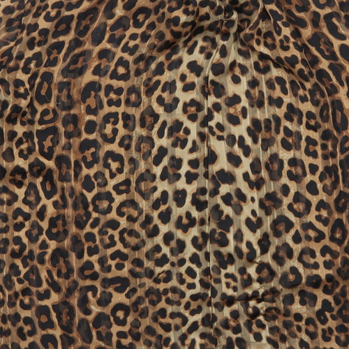H&M Womens Brown Animal Print Polyester Basic Blouse Size XS High Neck - Leopard Pattern