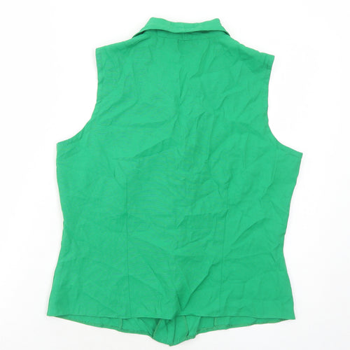 BHS Womens Green Viscose Basic Button-Up Size 14 Collared