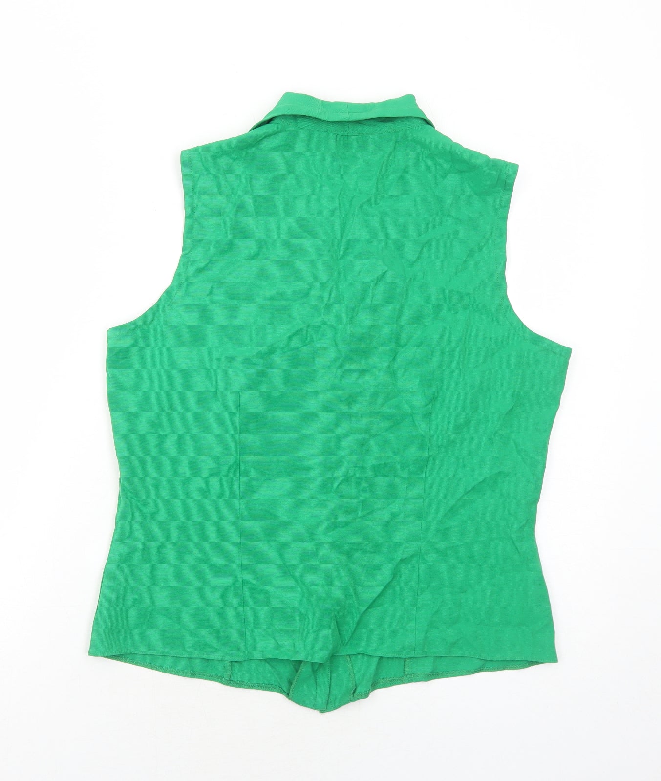 BHS Womens Green Viscose Basic Button-Up Size 14 Collared
