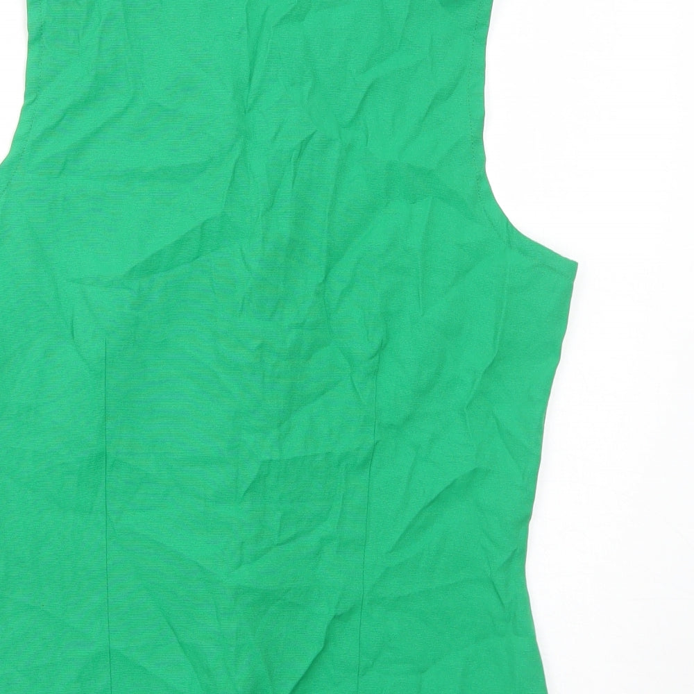 BHS Womens Green Viscose Basic Button-Up Size 14 Collared