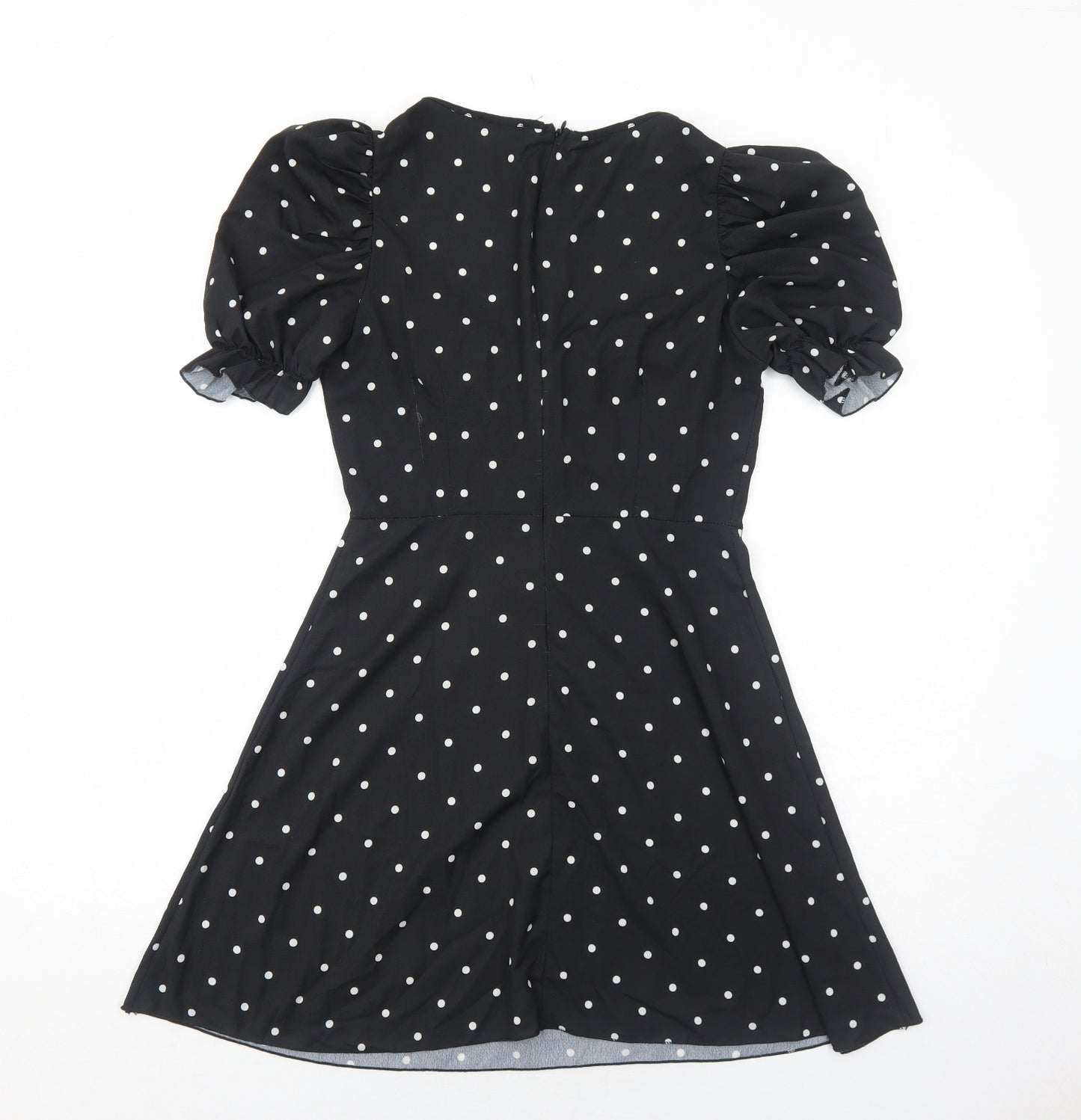 I SAW IT FIRST Womens Black Polka Dot Polyester Fit & Flare Size 10 Sweetheart Zip
