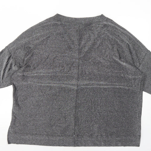 Marks and Spencer Womens Silver Polyamide Basic T-Shirt Size 20 V-Neck