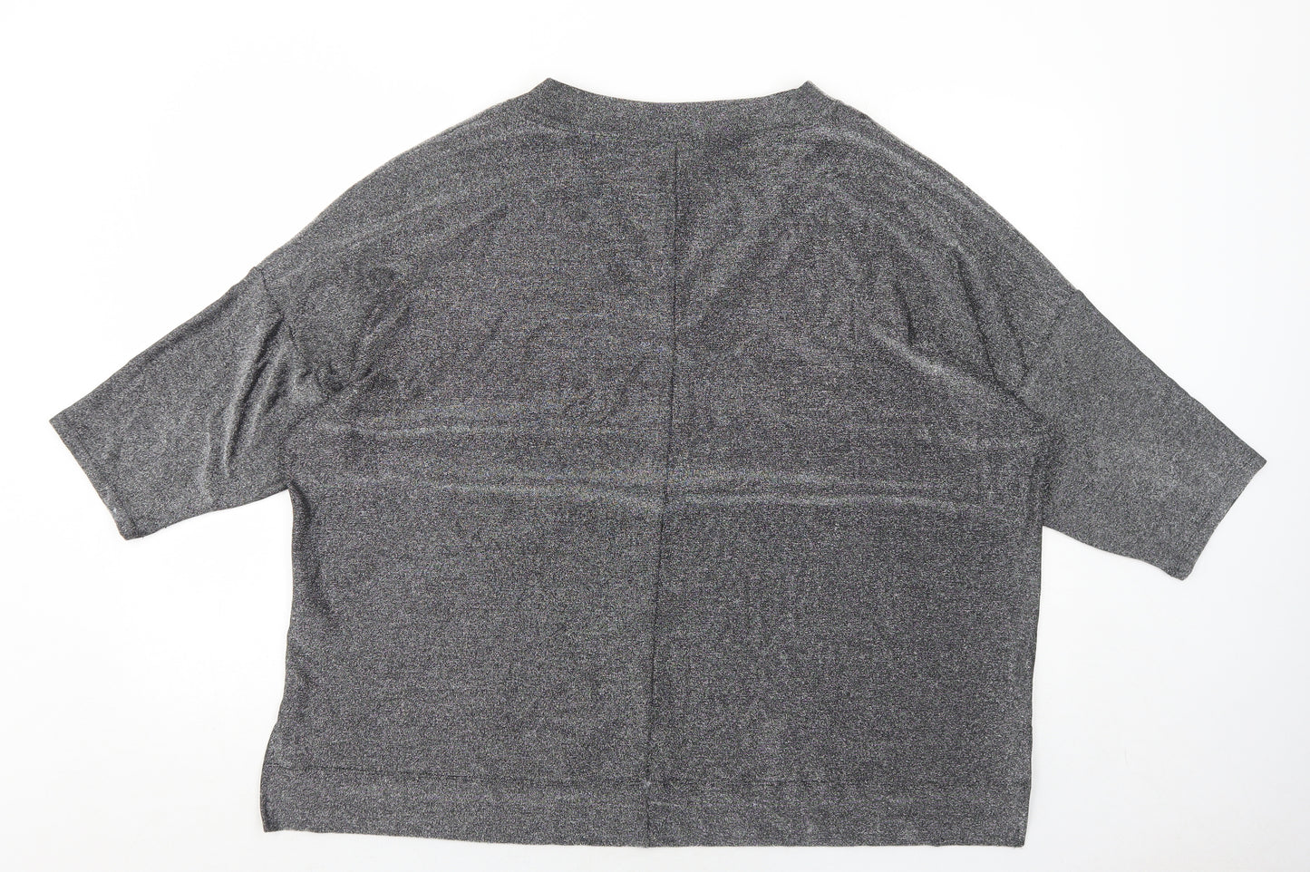 Marks and Spencer Womens Silver Polyamide Basic T-Shirt Size 20 V-Neck