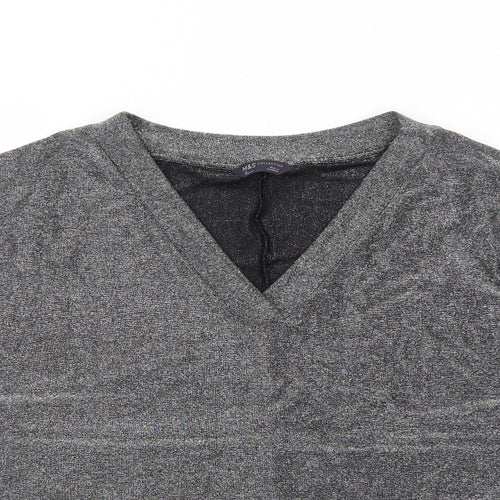 Marks and Spencer Womens Silver Polyamide Basic T-Shirt Size 20 V-Neck