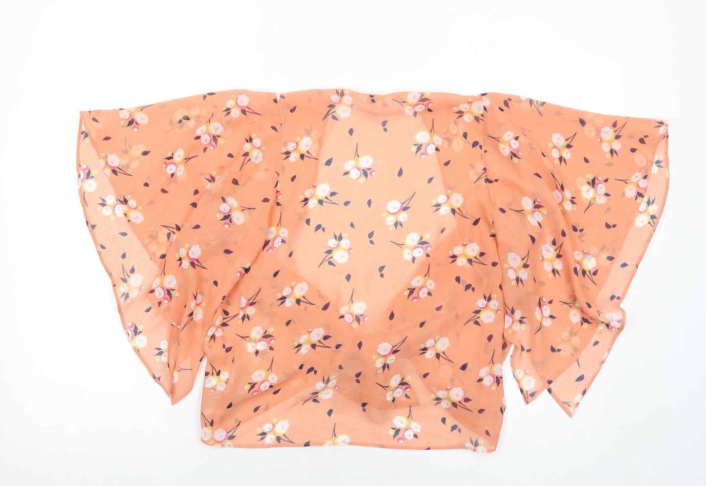 New Look Girls Orange Floral Polyester Cropped Blouse Size 13 Years V-Neck Tie - Tie Front