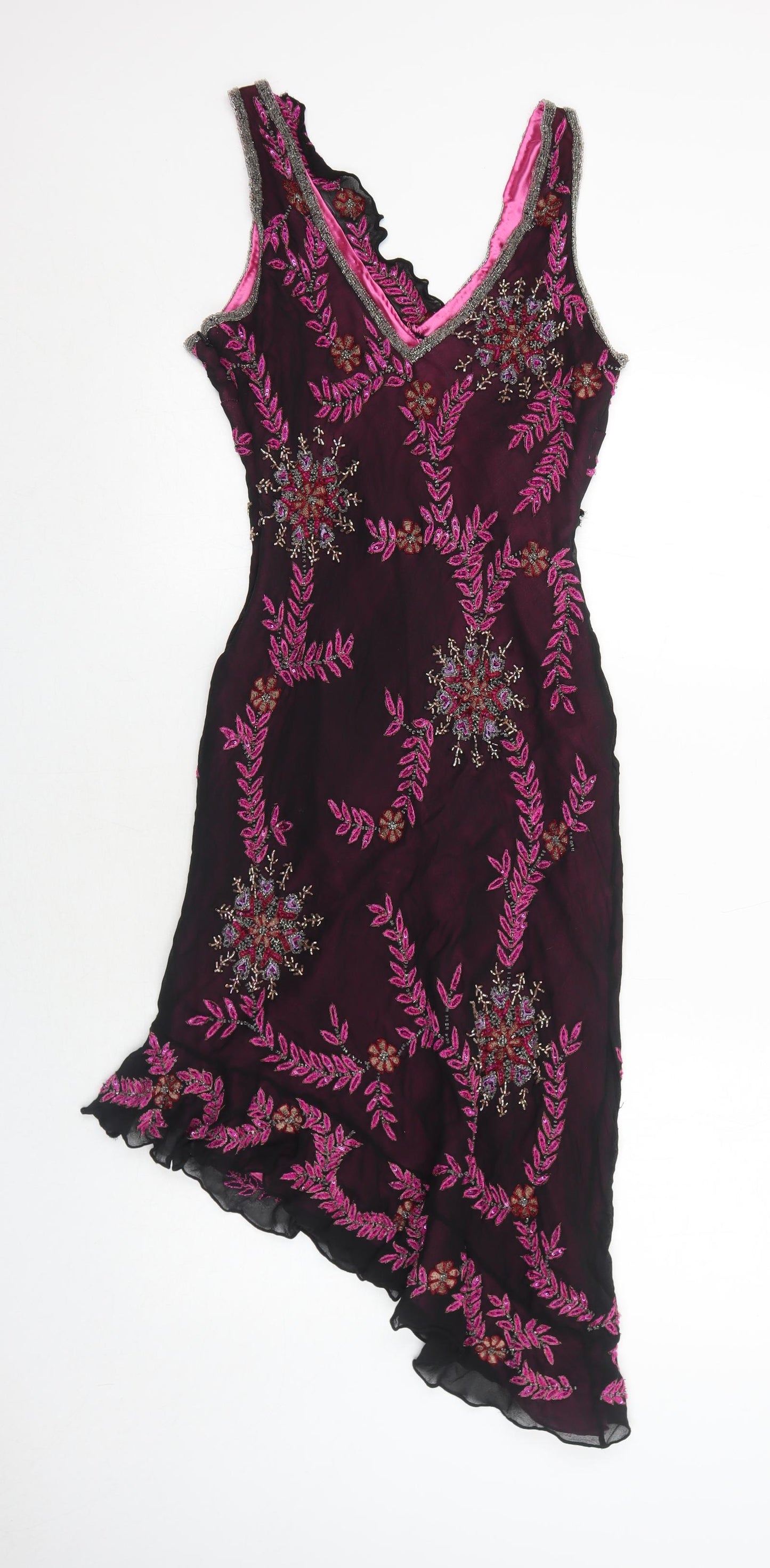 Aftershock Womens Black Geometric Polyester Trapeze & Swing Size L V-Neck Zip