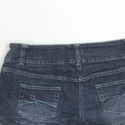 New Look Womens Blue Cotton Hot Pants Shorts Size 12 Regular Zip