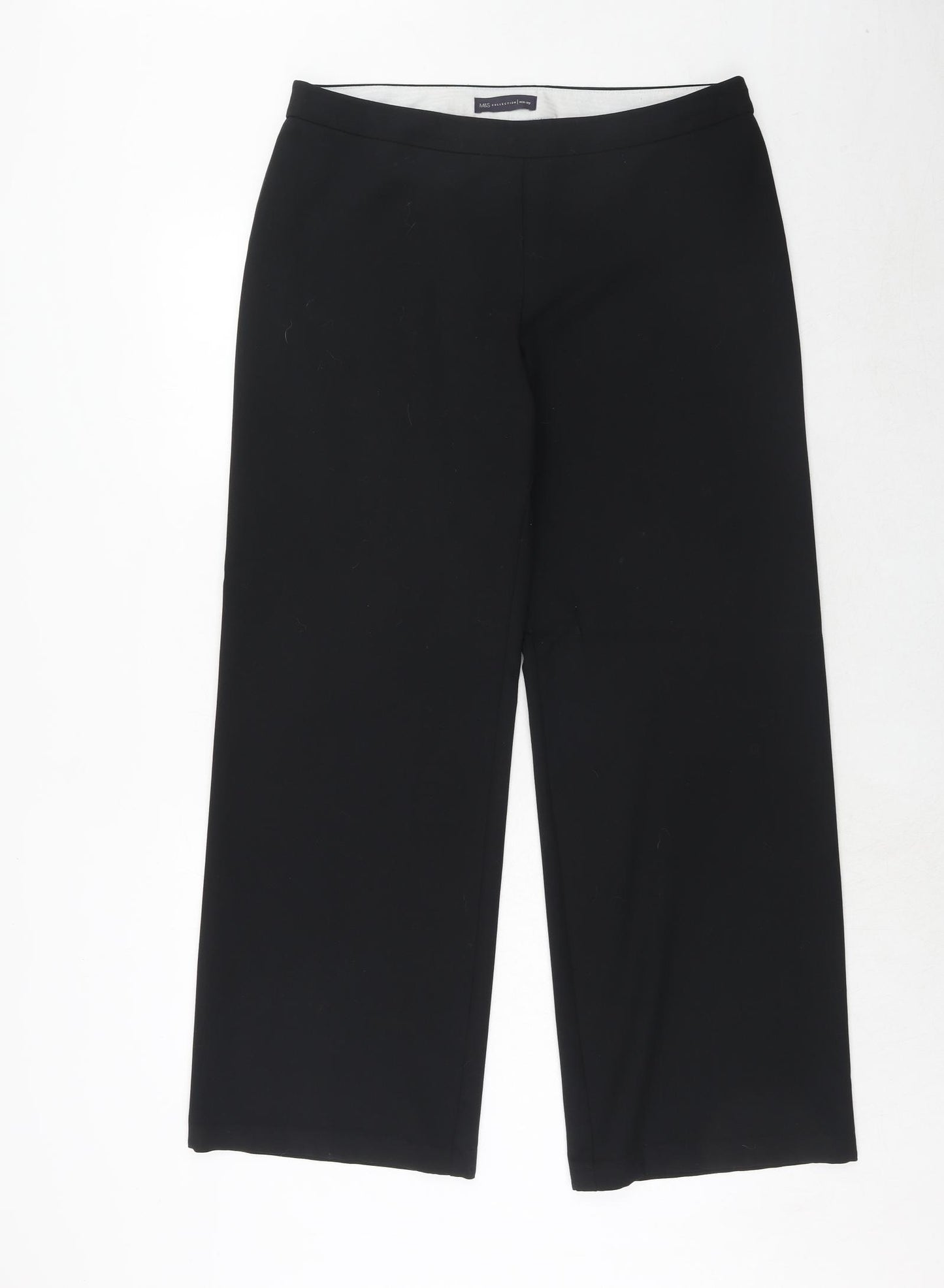 Marks and Spencer Womens Black Polyester Trousers Size 14 Regular Zip