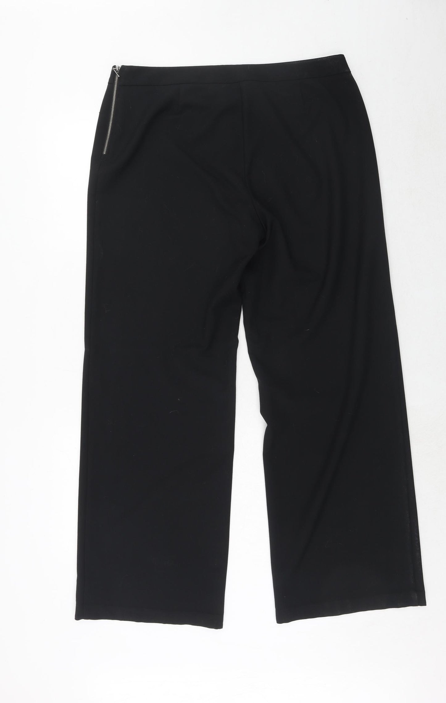Marks and Spencer Womens Black Polyester Trousers Size 14 Regular Zip