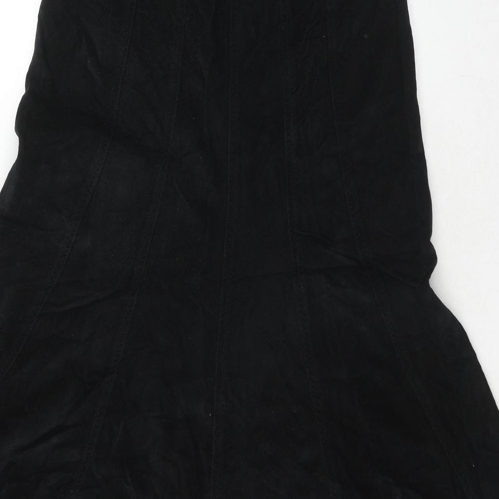 M&Co Womens Black Cotton Peasant Skirt Size 10 Zip