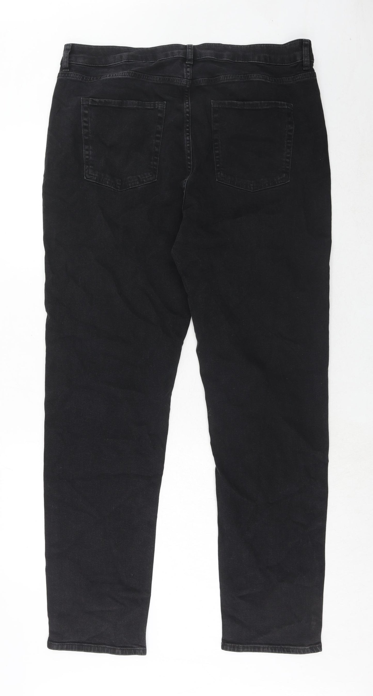 Marks and Spencer Womens Black Cotton Straight Jeans Size 20 Regular Zip