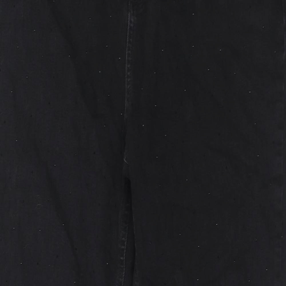 Marks and Spencer Womens Black Cotton Straight Jeans Size 20 Regular Zip