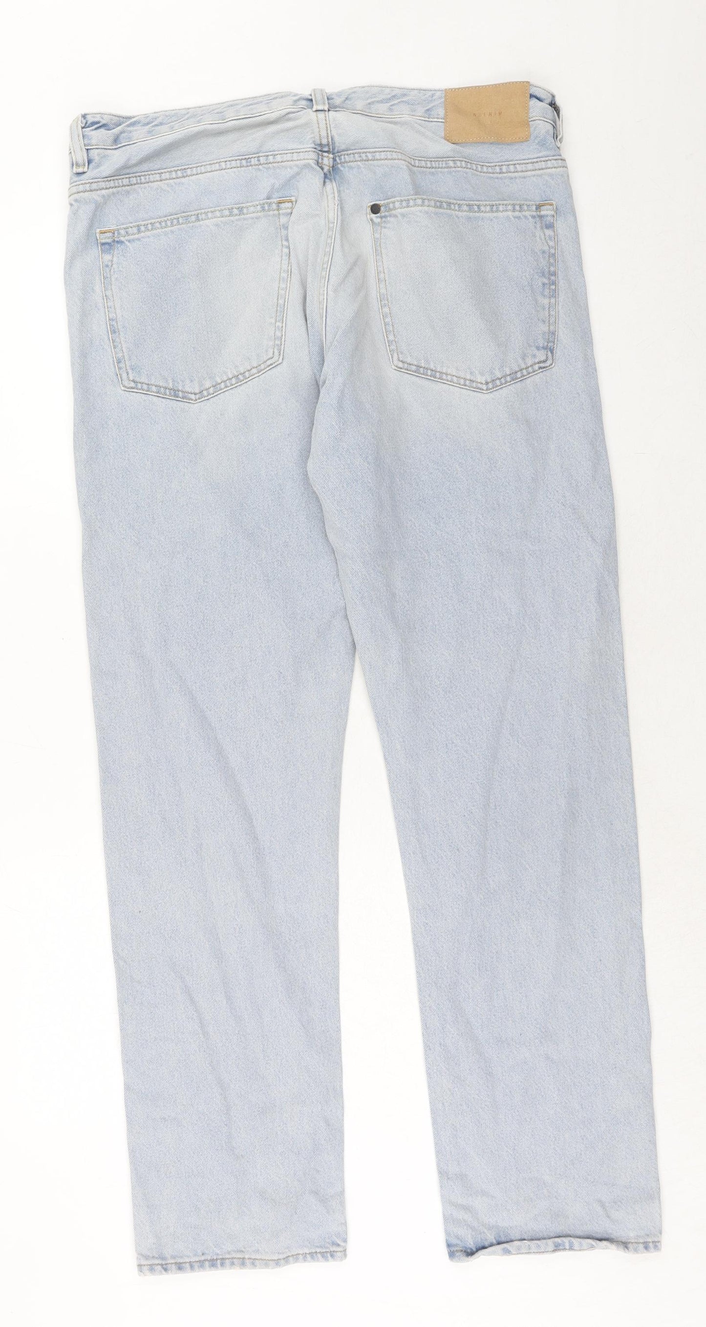 H&M Mens Blue Cotton Skinny Jeans Size 34 in Regular Button