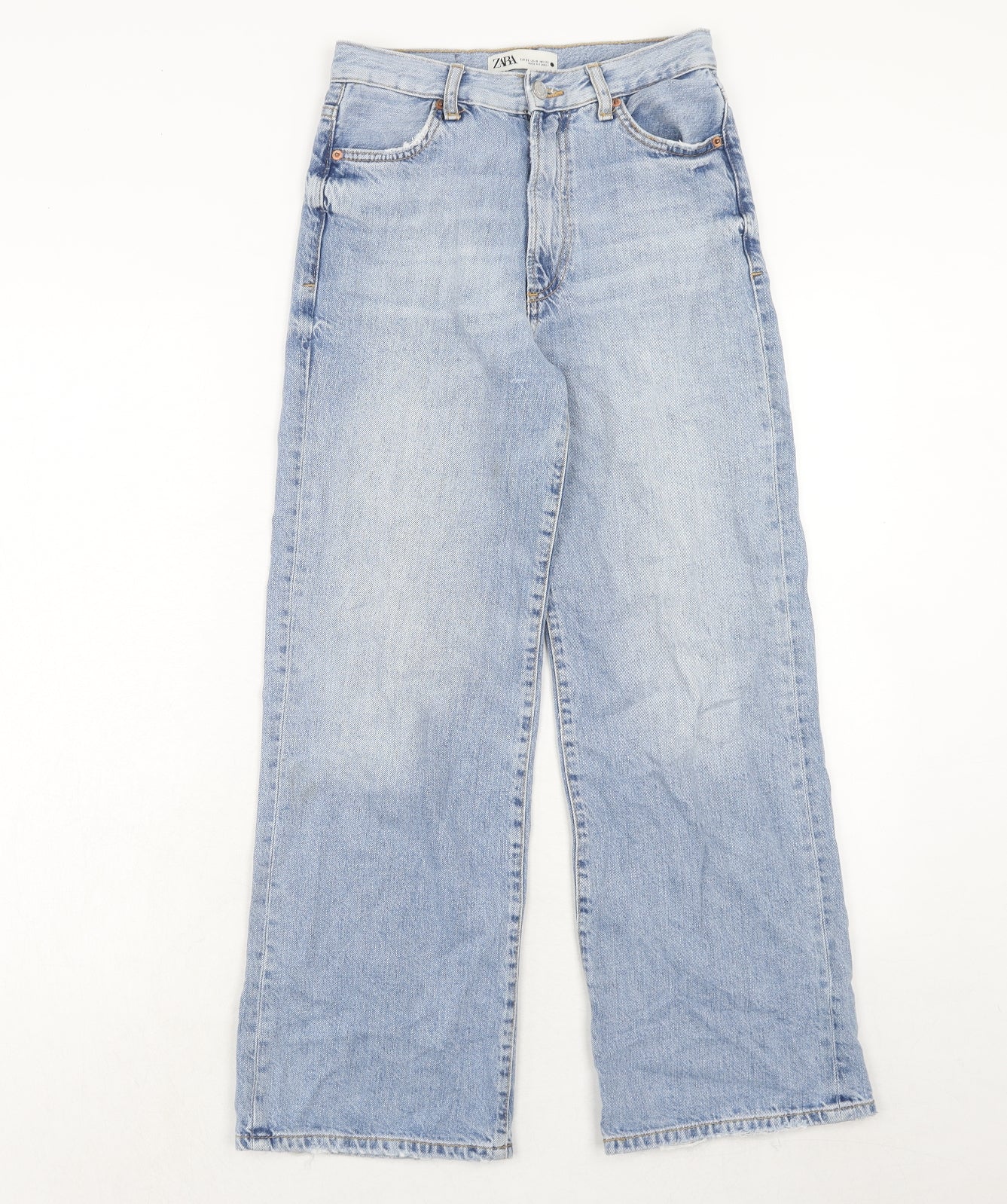 Zara Womens Black Cotton Wide-Leg Jeans Size 4 Regular Zip