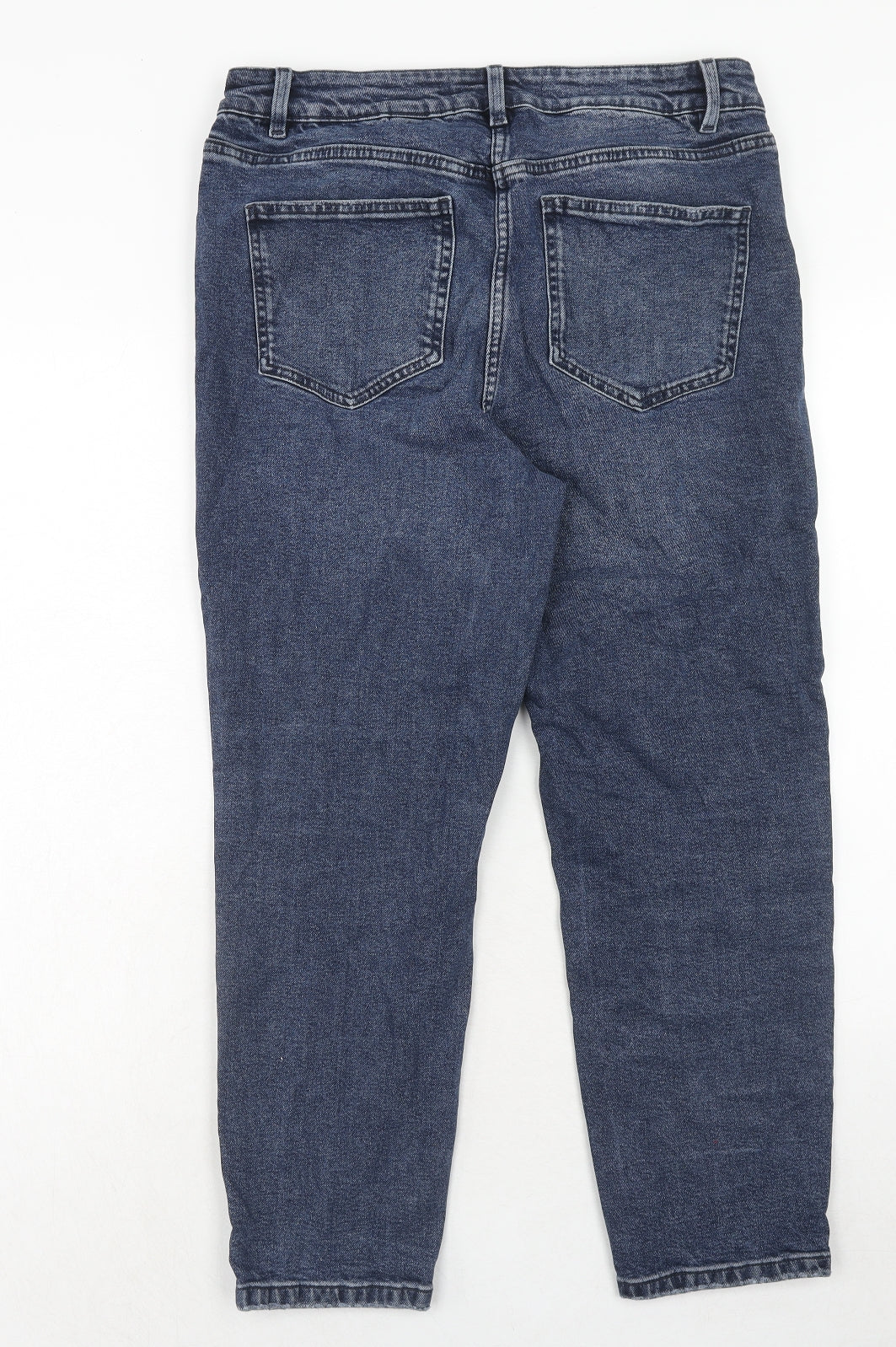 NEXT Womens Blue Cotton Mom Jeans Size 34 in Regular Zip