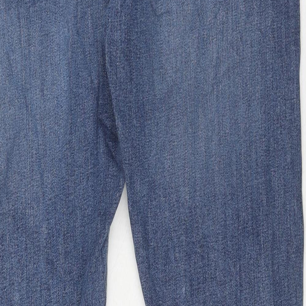 Marks and Spencer Mens Blue Cotton Straight Jeans Size 36 in L28 in Slim Zip