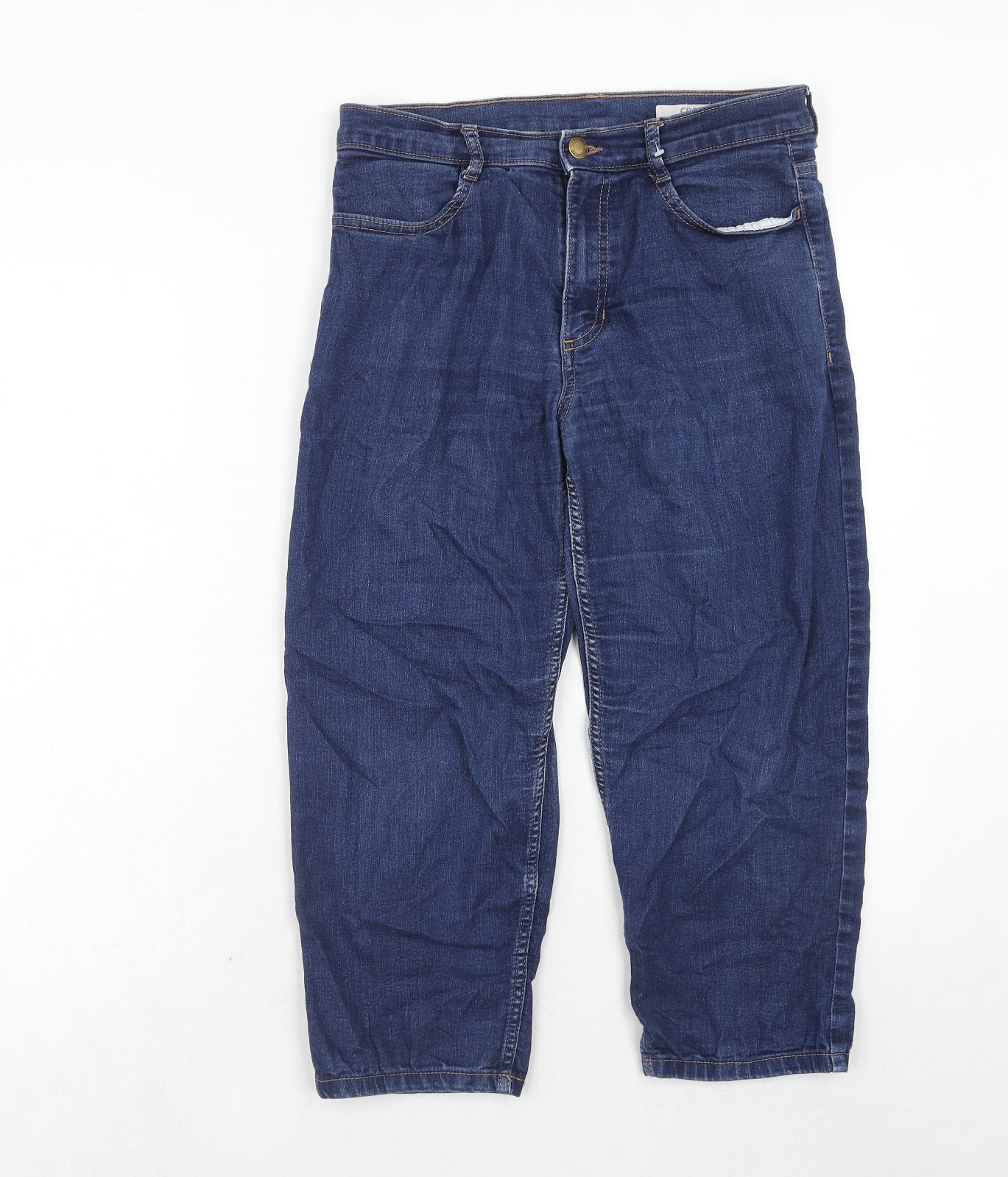Marks and Spencer Womens Blue Cotton Straight Jeans Size 12 Regular Zip