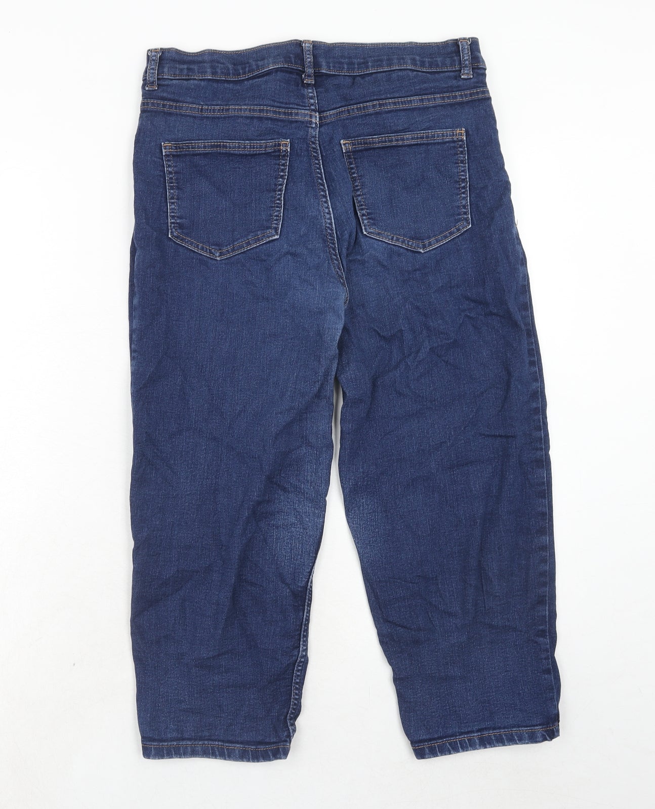 Marks and Spencer Womens Blue Cotton Straight Jeans Size 12 Regular Zip