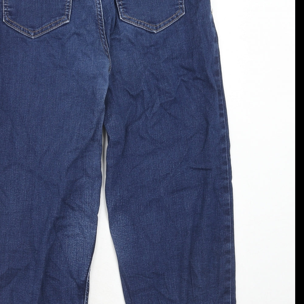 Marks and Spencer Womens Blue Cotton Straight Jeans Size 12 Regular Zip
