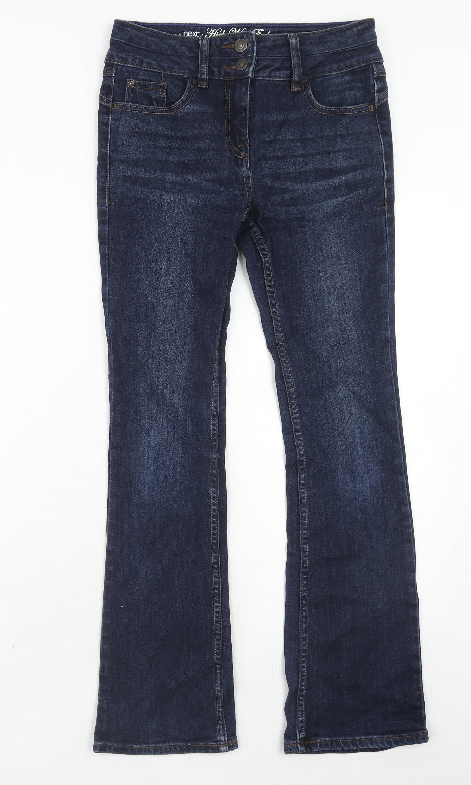 NEXT Womens Blue Cotton Bootcut Jeans Size 10 Regular Zip