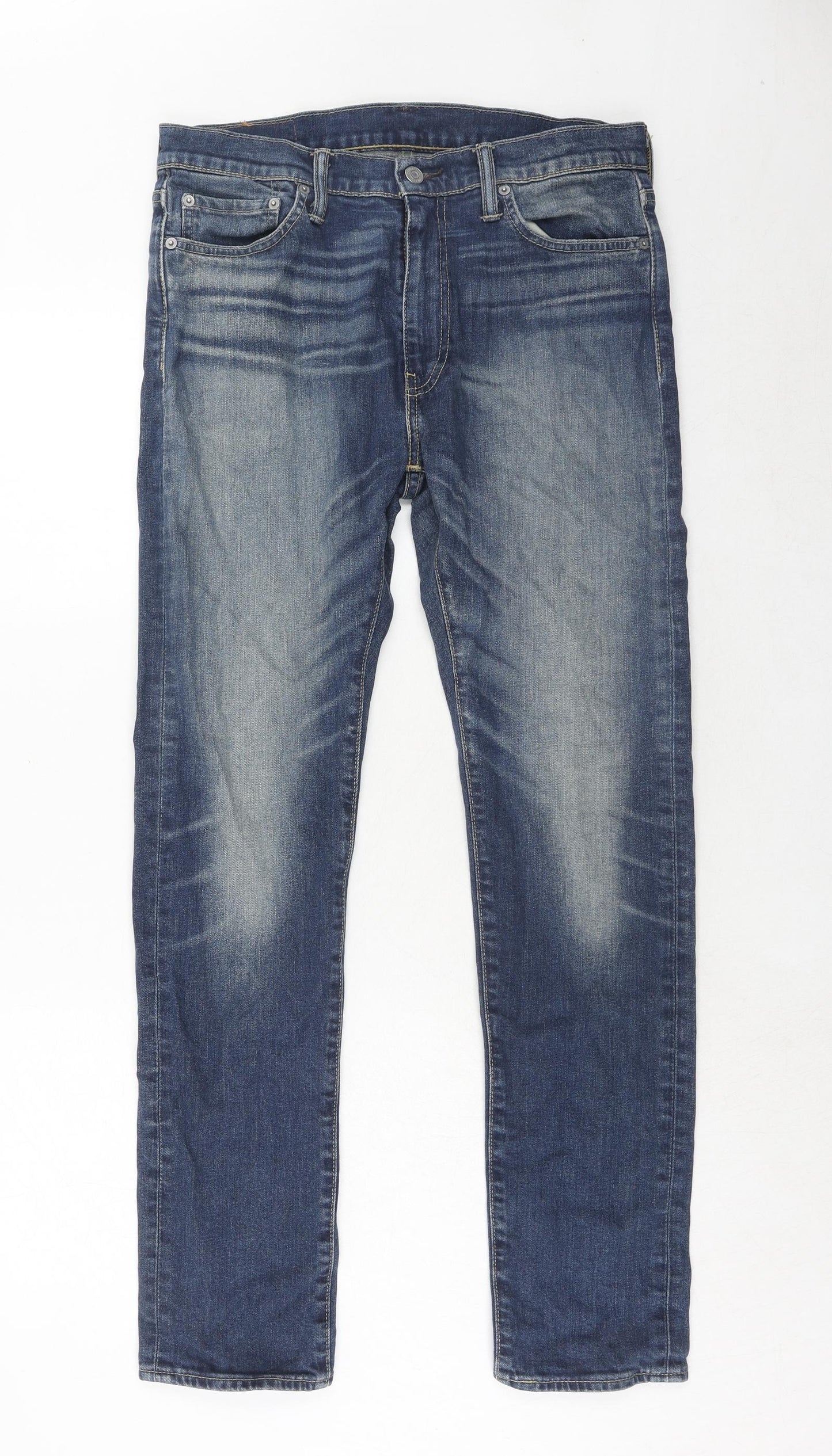 Signature by Levi Strauss & Co. Mens Blue Cotton Straight Jeans Size 32 in L32 in Slim Zip