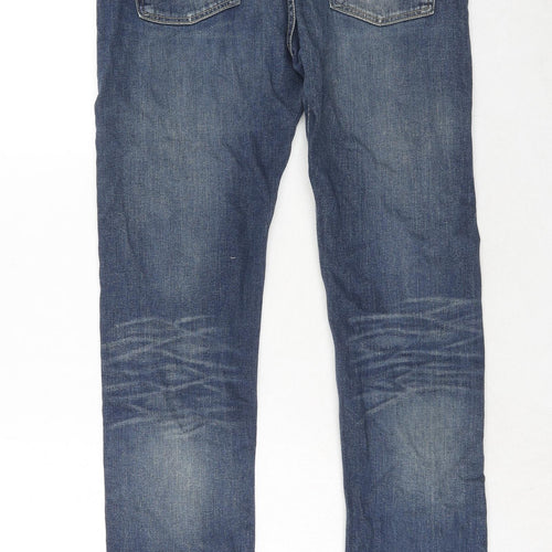 Signature by Levi Strauss & Co. Mens Blue Cotton Straight Jeans Size 32 in L32 in Slim Zip