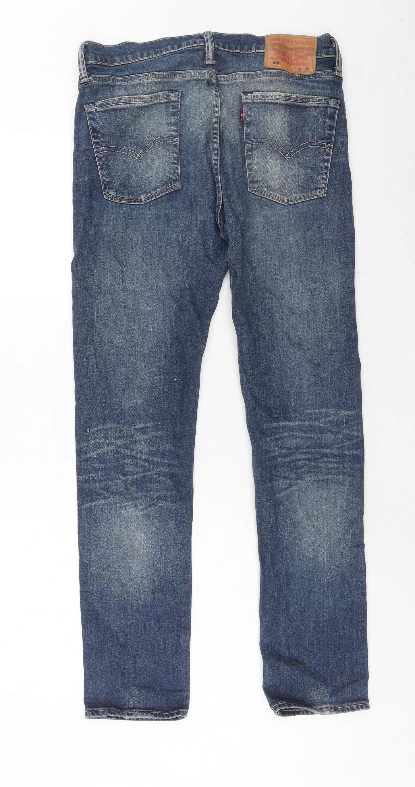 Signature by Levi Strauss & Co. Mens Blue Cotton Straight Jeans Size 32 in L32 in Slim Zip