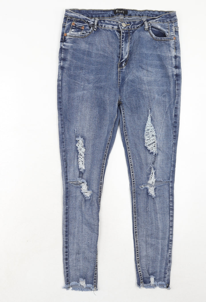 Eva B Womens Blue Cotton Skinny Jeans Size 32 in Regular Zip