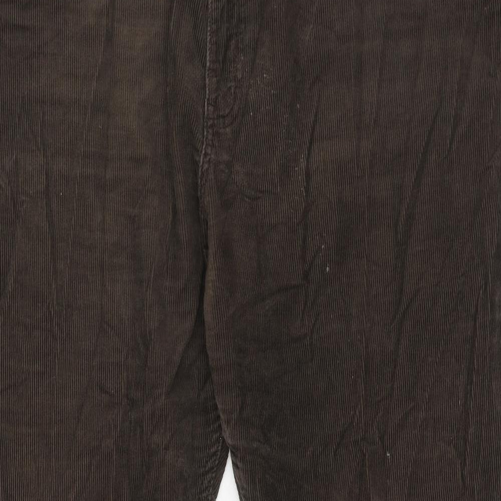 Marks and Spencer Mens Brown Cotton Trousers Size 40 in L31 in Regular Zip