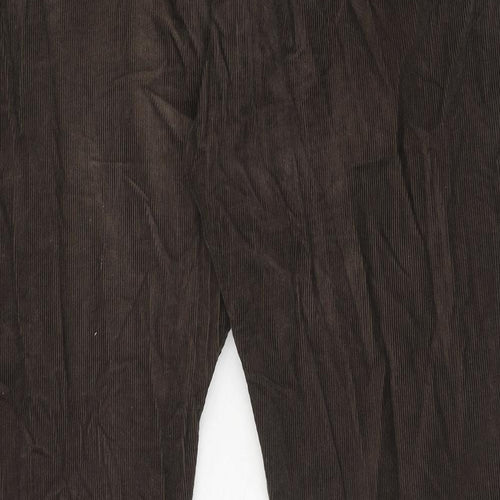 Marks and Spencer Mens Brown Cotton Trousers Size 40 in L31 in Regular Zip