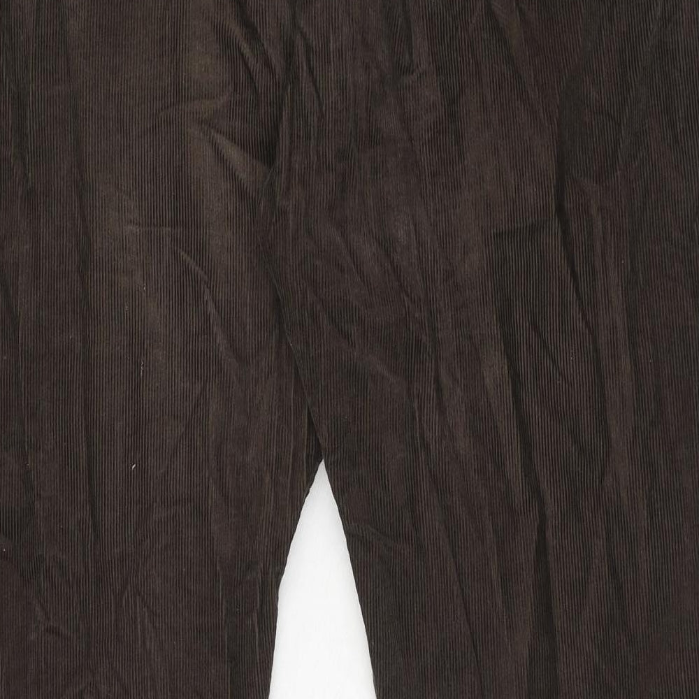 Marks and Spencer Mens Brown Cotton Trousers Size 40 in L31 in Regular Zip