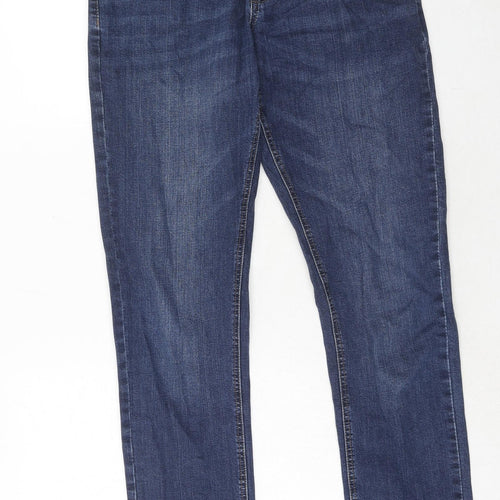 NEXT Mens Blue Cotton Straight Jeans Size 30 in L31 in Slim Zip