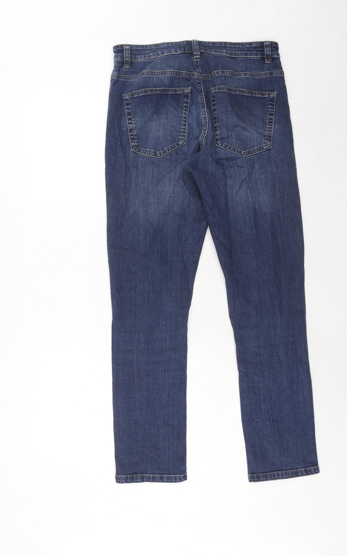 NEXT Mens Blue Cotton Straight Jeans Size 30 in L31 in Slim Zip