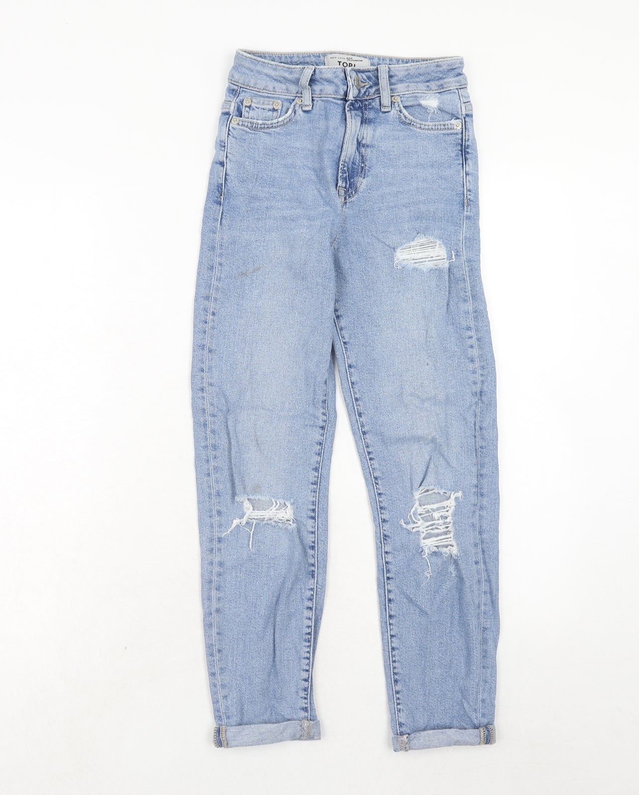 New Look Girls Blue Chlorofibre Straight Jeans Size 10 Years Regular Zip - Distressed