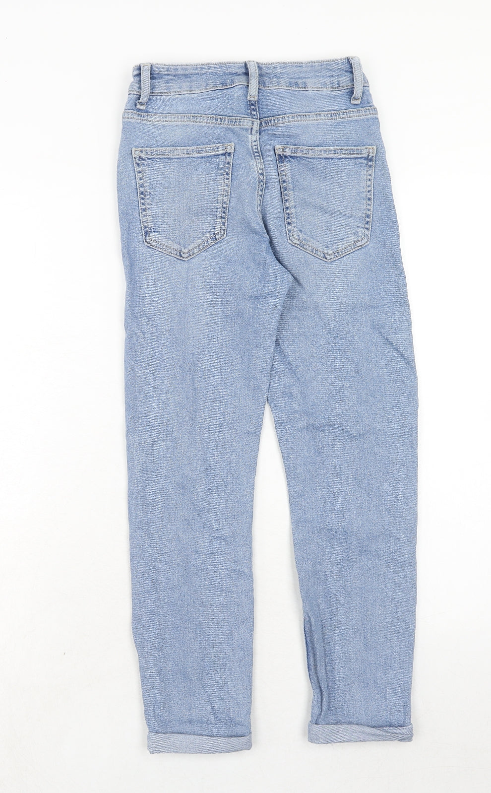 New Look Girls Blue Chlorofibre Straight Jeans Size 10 Years Regular Zip - Distressed